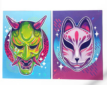 Load image into Gallery viewer, Neon Noh Masks: Demon or Kitsune
