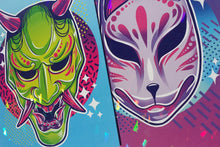 Load image into Gallery viewer, Neon Noh Masks: Demon or Kitsune
