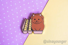 Load image into Gallery viewer, If It Fits I Sits Egg Carton Cat 1.5&quot; Hard Enamel Pin (2020 Ver.)
