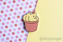 Load image into Gallery viewer, If It Fits I Sits Flower Pot Cat 1.5&quot; Hard Enamel Pin

