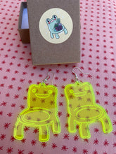 Load image into Gallery viewer, Neon ACNH Kawaii Froggy Chair Acrylic Laser Cut Earrings
