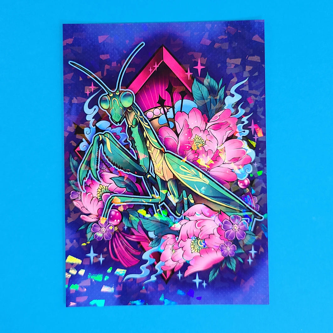 Praying Mantis Bug Insect Sparkle Print - 5