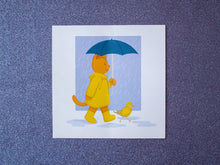 Load image into Gallery viewer, Rainy Day Cat and Bird Print Glossy 8&quot; x 8&quot;

