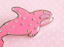 Load image into Gallery viewer, Pink Glitter Orca Whale Animal cookie Enamel lapel pin
