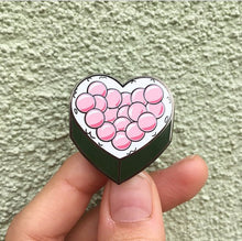 Load image into Gallery viewer, Ikura Sushi hearts Pins 1.25&quot; Black nickel, Hard Enamel Pins
