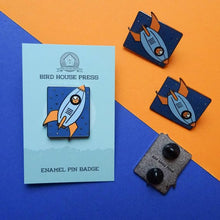 Load image into Gallery viewer, Cat Enamel Pin - Rocket Cat - Cat in Space - Pin Badge
