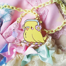 Load image into Gallery viewer, Sk8r Birb Kawaii Enamel Pin | Pastel 90s Inspired Skateboarding Budgie Parakeet Enamel Pin
