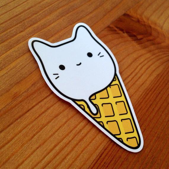 ICE CREAM CAT VINYL STICKER