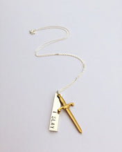 Load image into Gallery viewer, I SLAY STAMPED NECKLACE WITH SWORD CHARM
