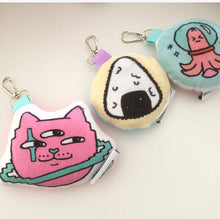 Load image into Gallery viewer, Minky Japanese Foods and Kawaii Print Plush Keychains
