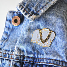 Load image into Gallery viewer, Free the nipple enamel pin / Bust with gold chain / Ancient Greece statue with necklace
