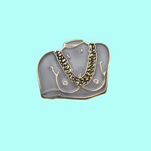 Load image into Gallery viewer, Free the nipple enamel pin / Bust with gold chain / Ancient Greece statue with necklace
