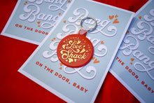 Load image into Gallery viewer, Welcome to the Love Shack Red and Gold Funny Valentine&#39;s Keychain
