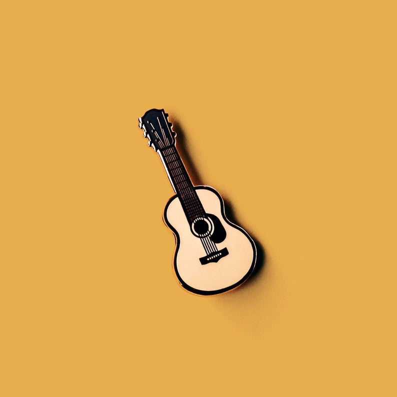 Acoustic Guitar Enamel Pin - Rose Gold