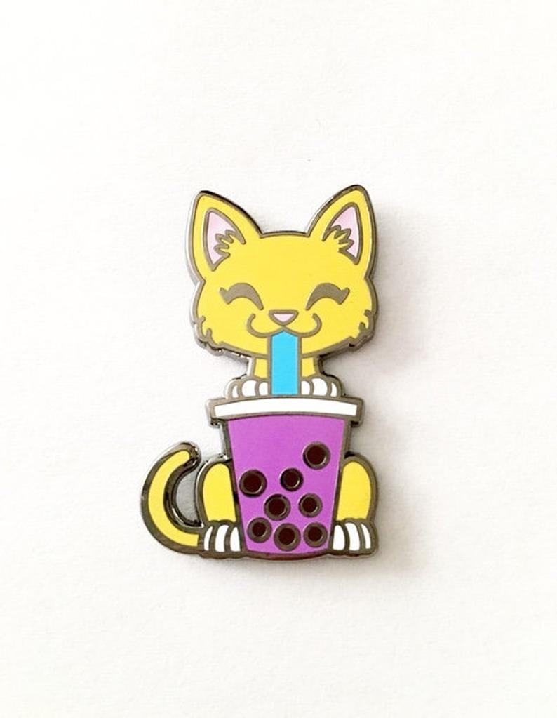 Orange Cat with Taro Tea