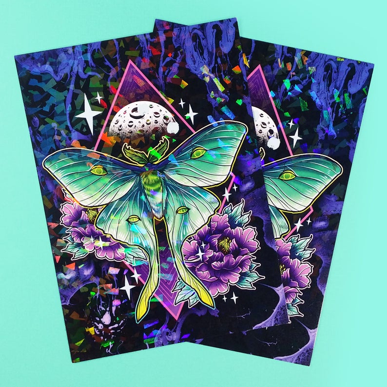 Luna Moth Rainbow Sparkle Print