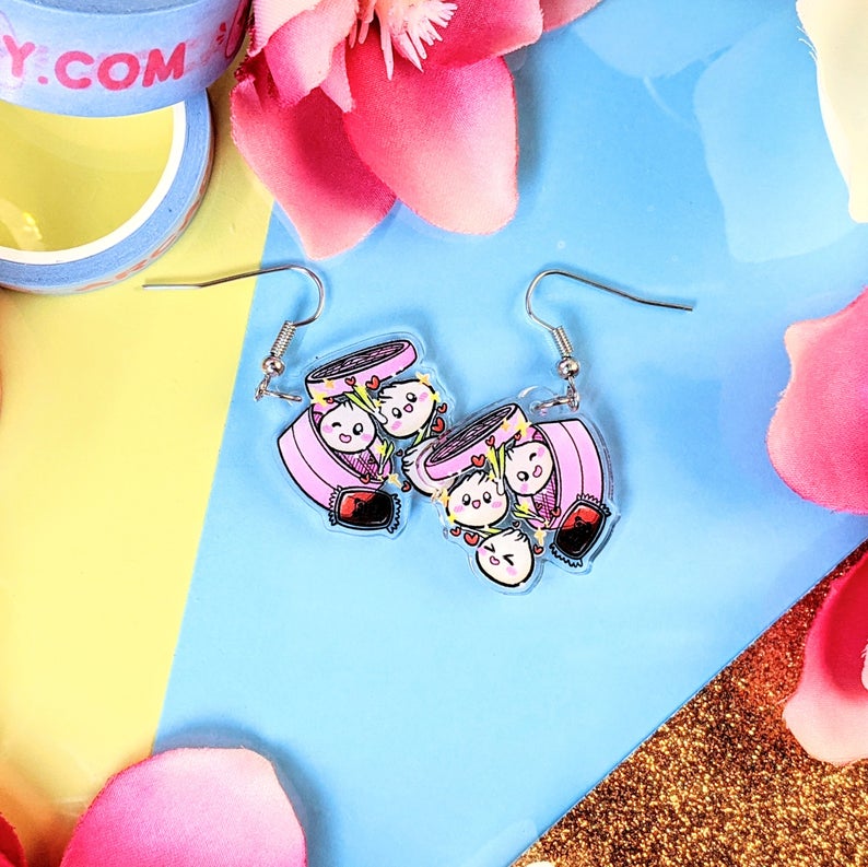 Bao Dumpling Acrylic Earrings- Acrylic Dangle Earrings