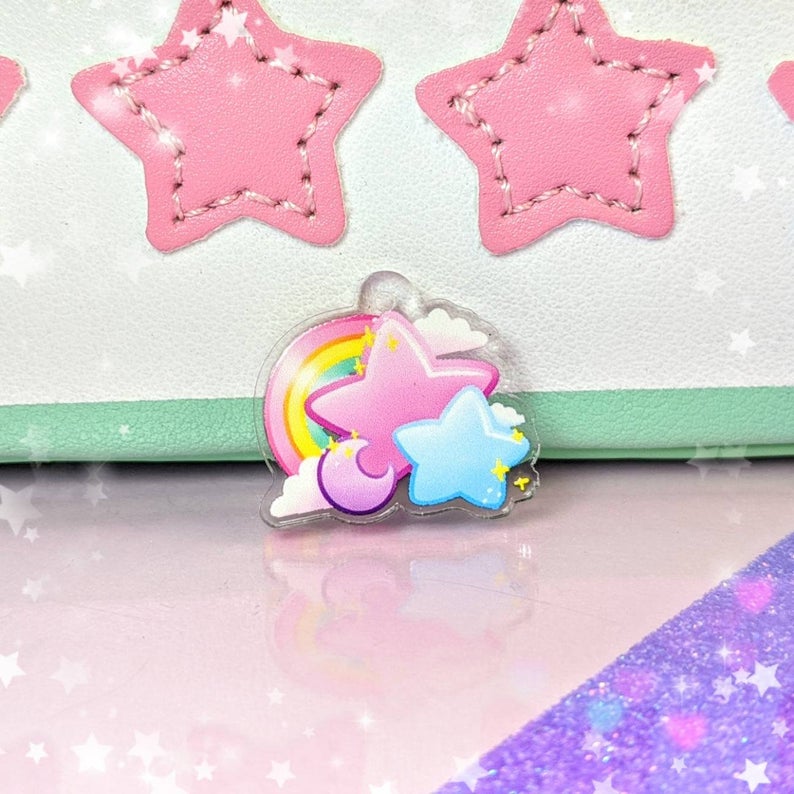 Uchuu Kei- Rainbow Star Earrings- Acrylic Dangle Earrings