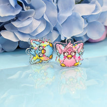 Load image into Gallery viewer, Pastel Rainbow Furby Earrings- Acrylic Dangle Earrings
