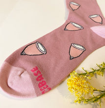 Load image into Gallery viewer, Adult Size Menstrual Diva Cup Pink Panel Socks
