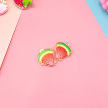 Load image into Gallery viewer, Chubby Watermelon Dangle Earrings- Fruit Earrings- Acrylic Dangle Earrings
