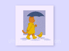Load image into Gallery viewer, Rainy Day Cat and Bird Print Glossy 8&quot; x 8&quot;
