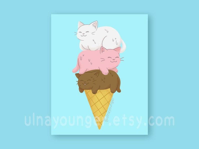 Ice Cream Cats Print Glossy 8