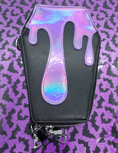 Load image into Gallery viewer, 4 Colors: Holographic Drippy Gothic Slime Coffin Shoulder Wrist Clutch Wallet
