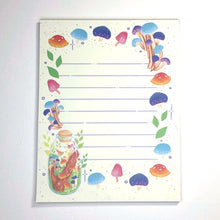 Load image into Gallery viewer, Mushroom Terrarium Memo Pad, 4.25 x 5.5 inches, mushroom notepad, kawaii cute stationery, journaling planner supplies, mushroom art
