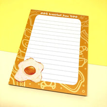 Load image into Gallery viewer, Fried Egg Memo Pad, 4.25 x 5.5 inches, breakfast time notepad, kawaii cute stationery, journaling planner supplies, egg art
