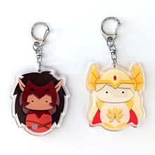 Load image into Gallery viewer, SheRa and Catra - 2.5&quot; Kokeshi Matryoshka Acrylic Keychain Charm
