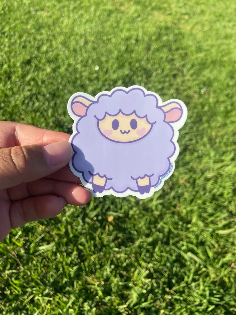 Cute Chubby Lavender Sheep vinyl sticker