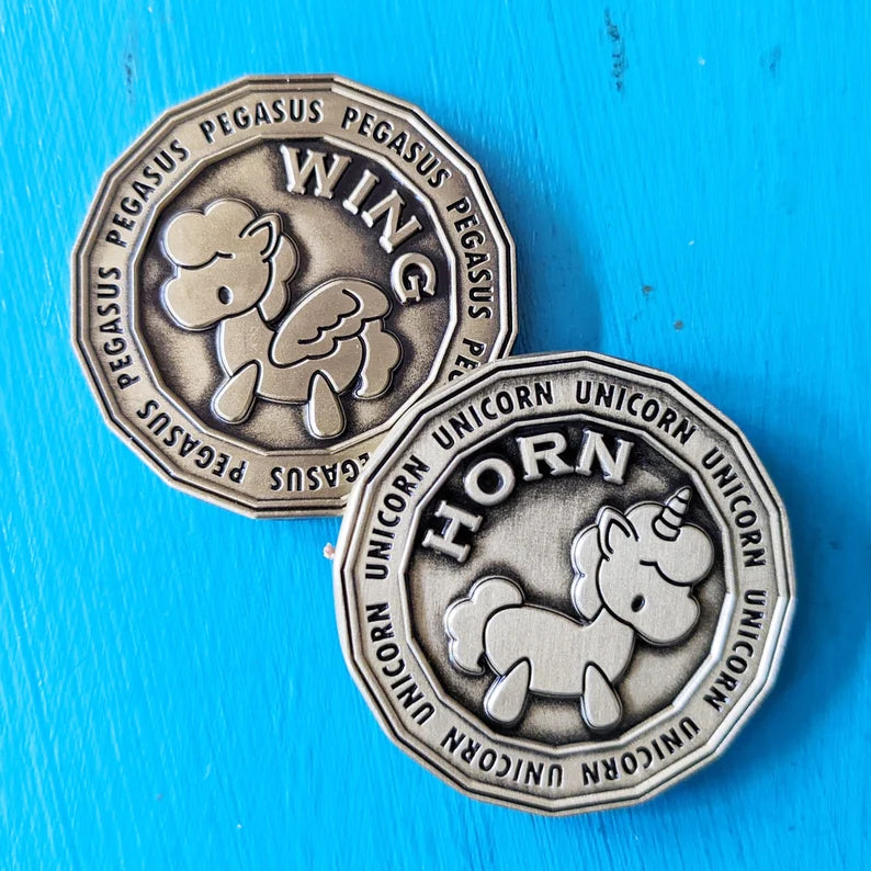 Wing Pegasus vs Horn Unicorn Decision Challenge Coin - 1.5