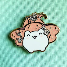 Load image into Gallery viewer, Cherry Blossom Froggy Witch Enamel Pin: Pink or Blue
