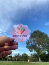 Load image into Gallery viewer, Stay Sweet Strawberry Sticker - Cute Sparkle Vinyl Sticker
