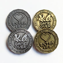 Load image into Gallery viewer, Game Over vs Extra Life Decision Coin - 1.5&quot; Double Sided Metal Coin
