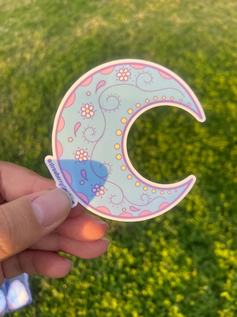 Pastel Blue Crescent Moon Sticker