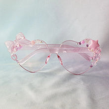 Load image into Gallery viewer, New crystal colors! 2 tone Decora Charm Heart Shaped glasses for Valentine&#39;s and everyday Kawaii Lovecore Lolita Yumekawaii

