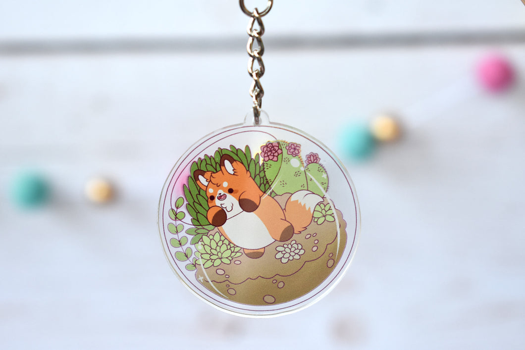 Kawaii Fox Nugget Terrarium Acrylic Charm Keychain