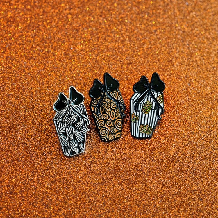 Haunted Mansion Holiday Coffin Present Enamel Pin
