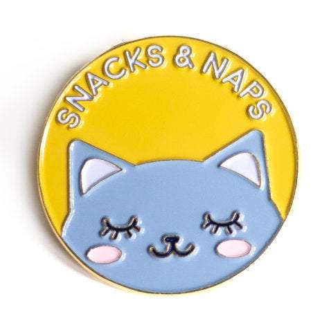 Snacks & Naps Cat Pin