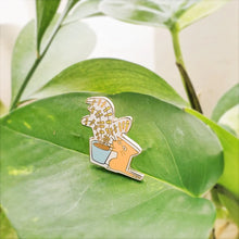 Load image into Gallery viewer, Plant Cat Silver Enamel Pin
