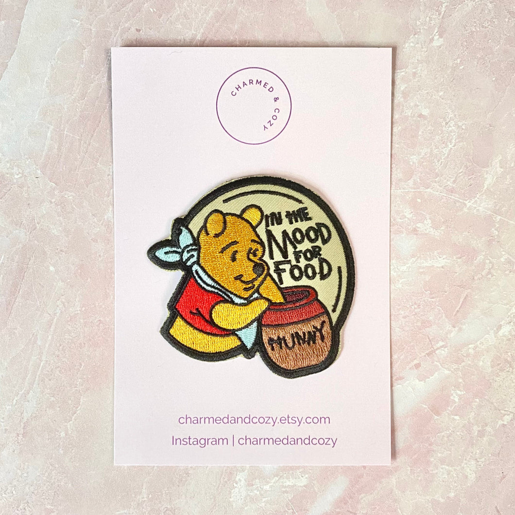 In the mood for food Winnie the Pooh cute embroidered patch iron on design