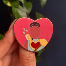 Load image into Gallery viewer, QT Ribbon Heart Enamel Pin
