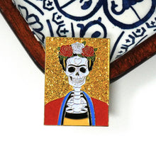 Load image into Gallery viewer, Frida Muerte (Yellow) Pin
