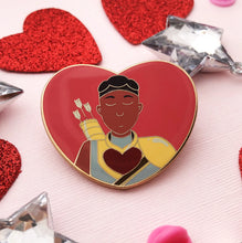 Load image into Gallery viewer, QT Ribbon Heart Enamel Pin
