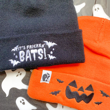 Halloween Beanies: Fricken Bats and Jack O' Lantern