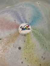 Load image into Gallery viewer, RAINBOW WORM ON A STRING BATH BOMB- WORM INSIDE!
