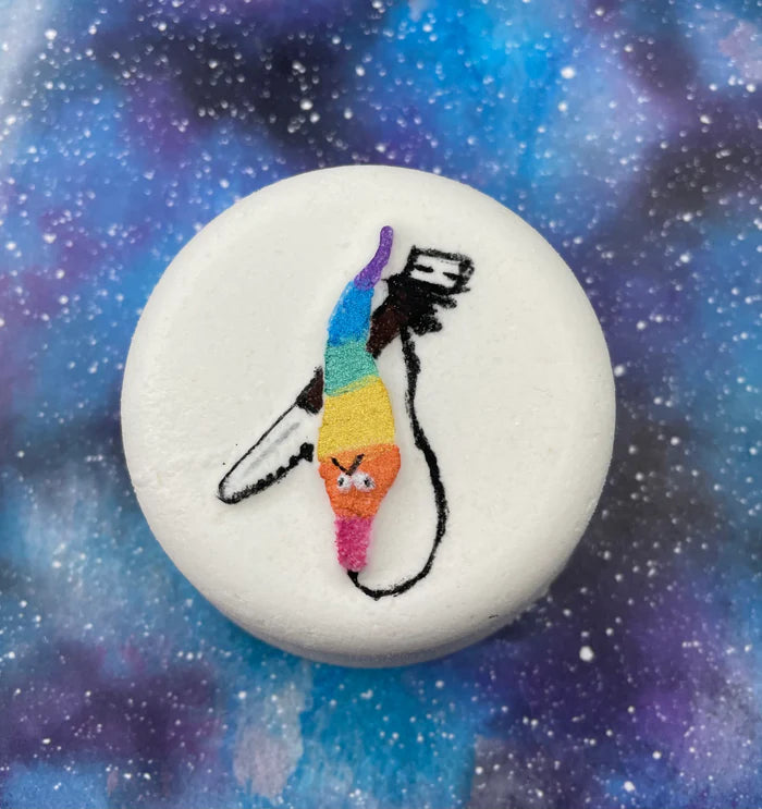 RAINBOW WORM ON A STRING BATH BOMB- WORM INSIDE!