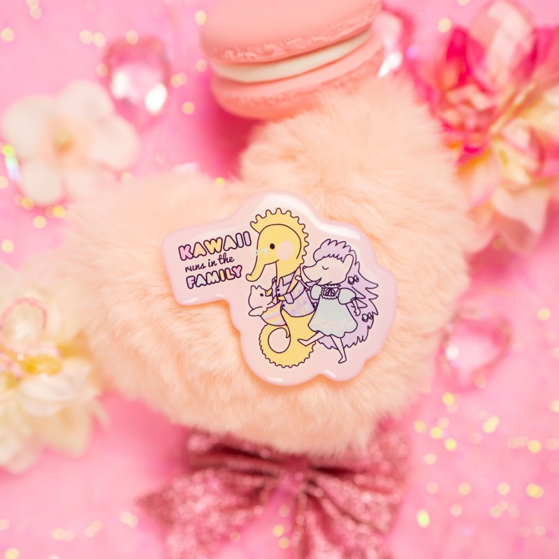 'KAWAII RUNS IN THE FAMILY' ACRYLIC PIN - RAINBOW PARADE